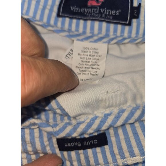 Vineyard Vines Mens Seersucker Club Shorts 38 Blue Striped Lightweight - Picture 4 of 7